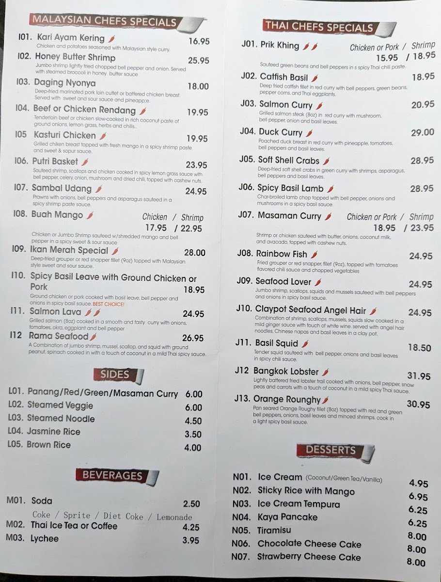 Top Spice Thai & Malaysian Cuisine Menu - Image 5