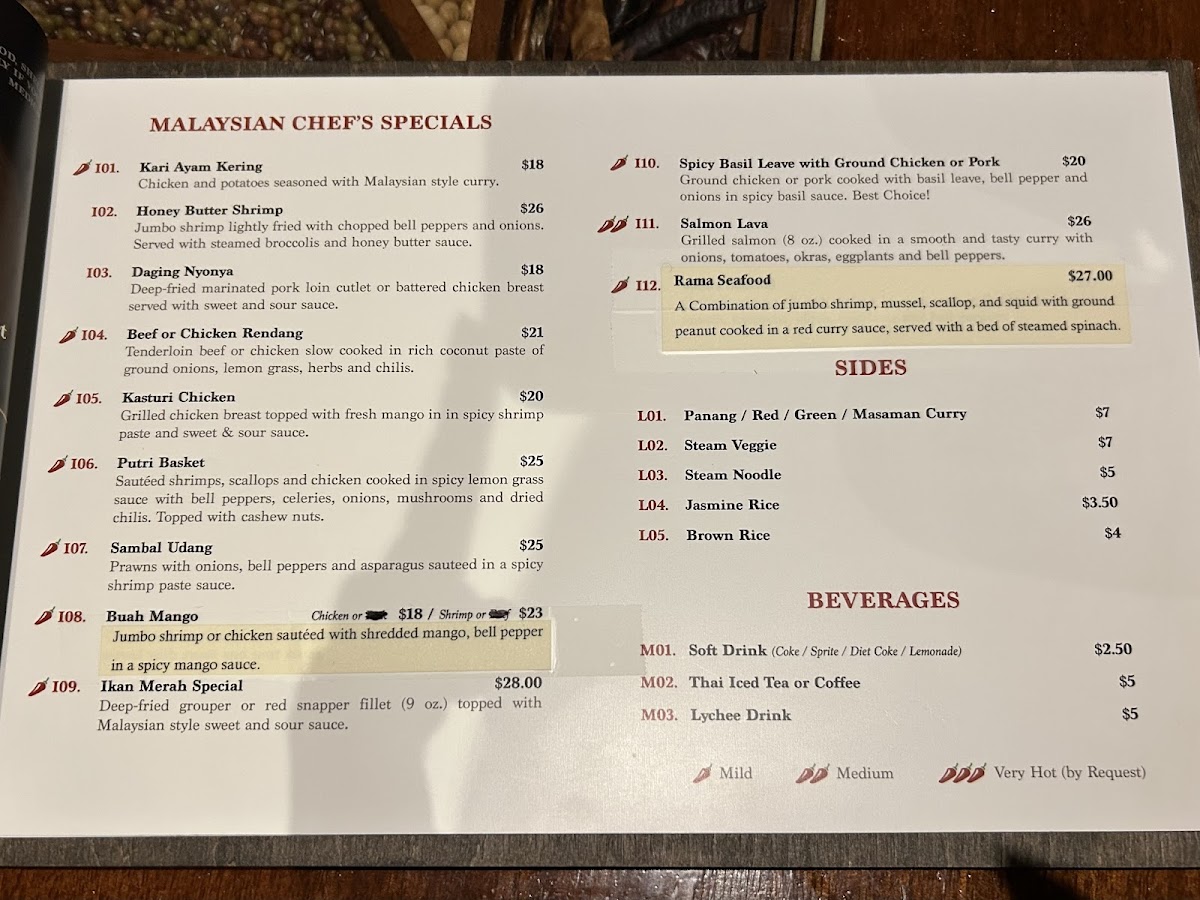 Top Spice Thai & Malaysian Cuisine Menu - Image 6